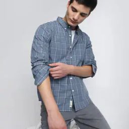 Men Checked Slim Fit Shirt with Patch Pocket-image-9