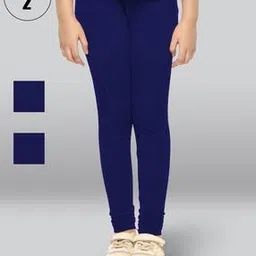 lyra Pack of 2 Girls Cotton Elastane Stretch Slim Fit Leggings-picture-40