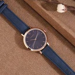 Blue Dial Analogue Fashion Watch with Leather Strap For Women-7