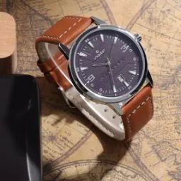 Blue Dial Analogue Fashion Watch with Date Function And Leather Strap For Men-42