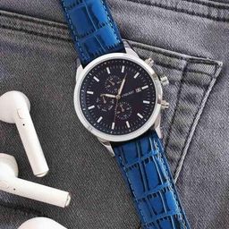 uniquest Blue Dial Analogue Fashion Watch with Multi-Dial Function And Leather Strap For Men image 1