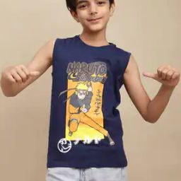 Boys Naruto Print Cotton T-Shirt-image-3