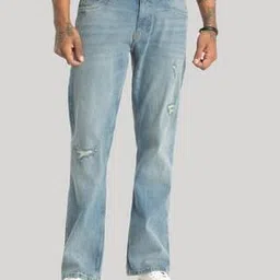 Men Mid-Washed Bootcut Jeans-image-2
