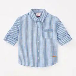 Boys Striped Regular Fit Shirt with Patch Pocket-image-68