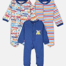 Pack of 3 Striped Rompers with Button Closure-image-102
