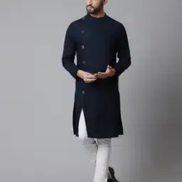 Cotton Kurta with Band Collar-picture-12