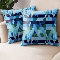 Set of 2 Geometric Print Cushion Cover 16"x16"-33