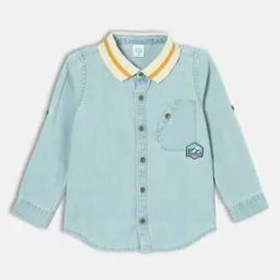 Boys Regular Fit Cotton Shirt with Contrast Collar-35