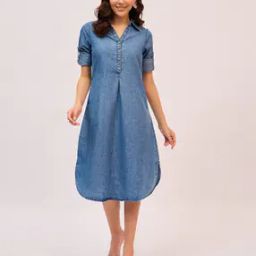 Women Flared Midi Dress-image-63