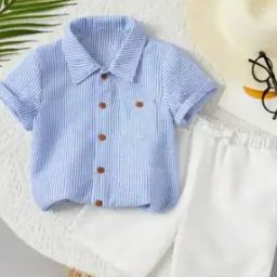 Boys Striped Shirt & Shorts Set-image-72