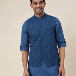 FabBasics Printed Slim Fit Nehru jacket-28