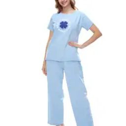 Women Typographic Print T-Shirt & Pyjamas Set-image-56