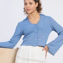 Spread Collar Top with Full Sleeves-image-23