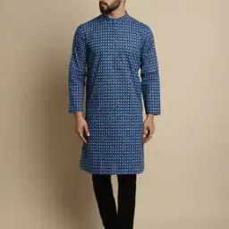 Geometric Print Kurta with Patch Pocket-image-66