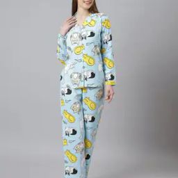 Cartoon Print Shirt & Pyjamas Nightwear Set-picture-42