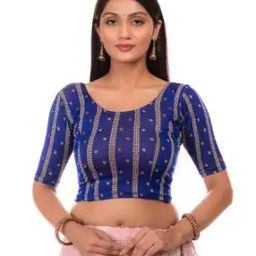 Printed Round-Neck Slip-On Blouse-image-3