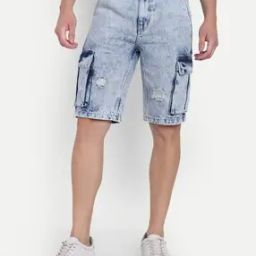 Men Washed Regular Fit Cargo Shorts-picture-16