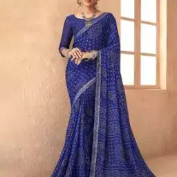 Bandhani Print Chiffon Saree-image-23