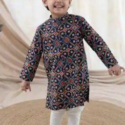 tiber taber Boys Micro Print Kurta Pyjama Set-picture-24