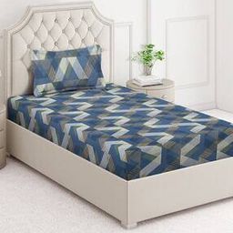 arrabi Cotton Blend Single Size Bedsheet with 1 Pillow Cover-picture-47