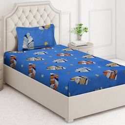 Cotton Blend Single Size Bedsheet with 1 Pillow Cover-image-71