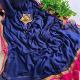 women Georgette Saree with Contrast Border-image-22