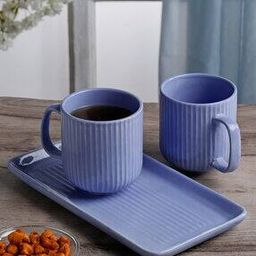 arrabi Set of 2 Striped Ceramic Mugs with Tray-picture-12