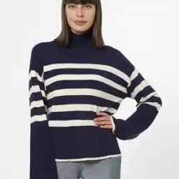 Striped High-Neck Pullover-image-57
