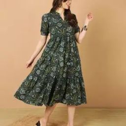 Women Cotton Fit and Flare Dress-49