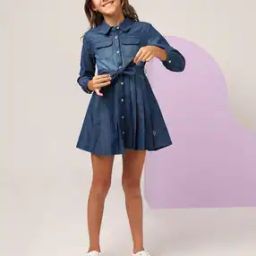 Girls Cotton Skater Shirt Dress-27