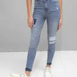 freehand Lightly Washed Distressed Slim Fit Jeans-picture-14
