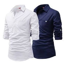 Men Pack of 2 Slim Fit Short Kurtas-image-16