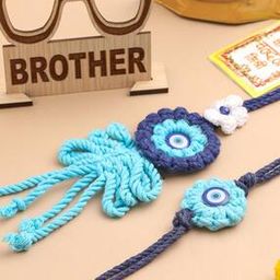 Set of 2 Evil Eye Floral Style Bhaiya Bhabhi Rakhis-image-21
