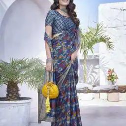Women Printed Saree with Contrast Border-image-45