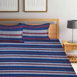 arrabi Striped Double King Size Bedcover with 2 Pillow Covers-picture-44