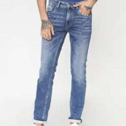 Men Washed Slim Fit Jeans-image-45