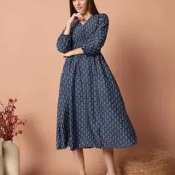 Women Printed Fit & Flare Dress-image-81