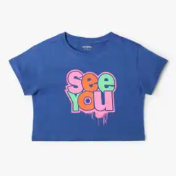 Girls Core Typographic Print Boxy Fit Round-Neck T-Shirt-image-97
