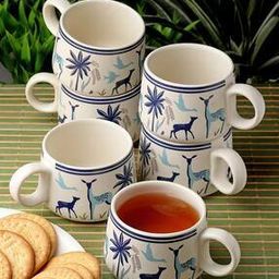 Set of 6 Animal Print Handcrafted Cups-6