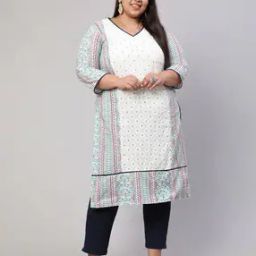 Floral Print V-Neck Straight Kurta-picture-50