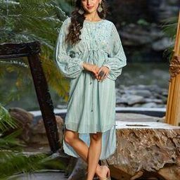 Women Floral Print A-Line Tunic with Tie-Up-picture-36