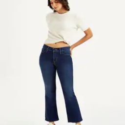 Mid Washed Bootcut Jeans with Fixed Waist-image-50