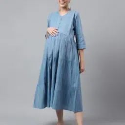 Striped Fit & Flare Dress-image-87