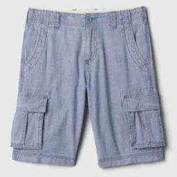 Kids Denim Cargo Shorts with Pockets-15