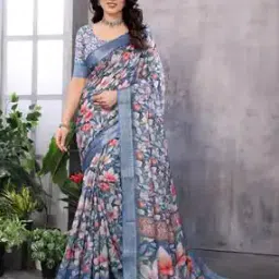 Women Printed Saree with Contrast Border-image-49