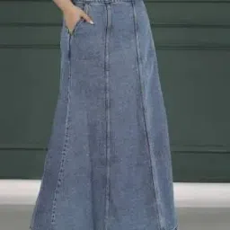 Women A-Line Skirt with Elasticated Waist-image-53