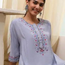 Women Embroidered Straight Kurta with Bracelet Sleeves-image-34