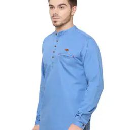 Denim Short Kurta with Welt Pocket-image-42