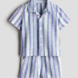Boys Cotton Stripes Suit Set-picture-52