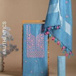 Hand Embroidered Pure Linen Unstitched Dress Material-image-39